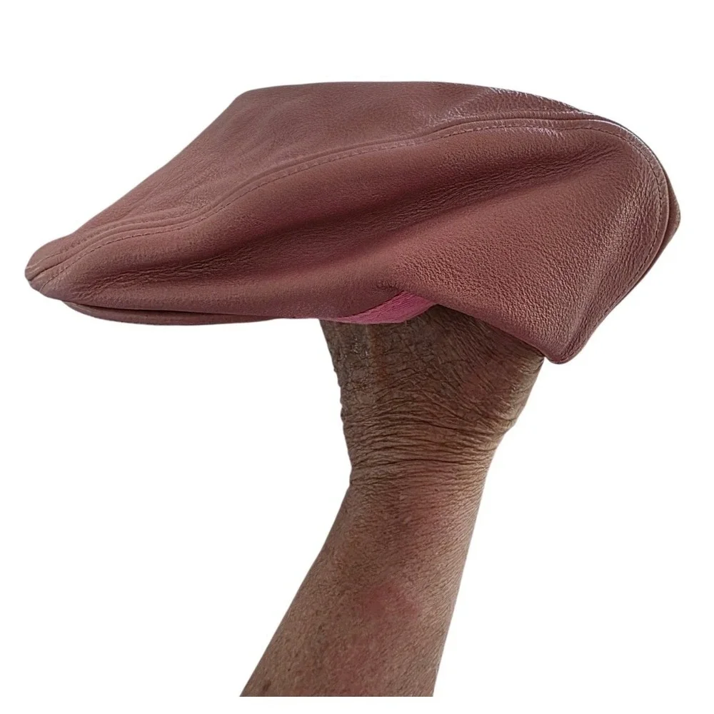 Harley-Davidson Pink Leather Hat Cap Fedora Embroidered Winged Crest Logo Small